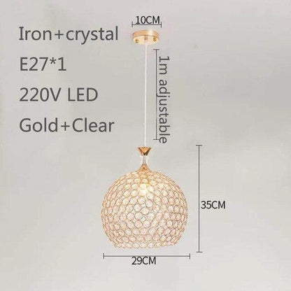 Modern Simplicity Style Indoor Decorations Pendant Lamp E27 LED Crystal Pendant Lights For Restaurant 3 Heads Hanging Light