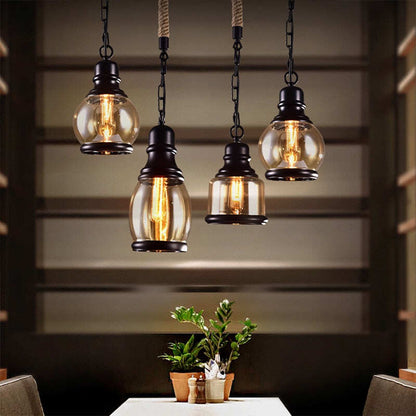 Vintage Loft Pendant Light Industrial Style Amber Glass Lamp Bar/Restaurant Retro Room Bar Bed Room 3 Style Pendant Light