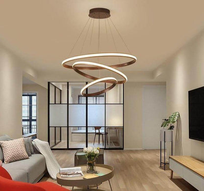 New Modern LED Pendant Lights Lliving Room Dining Black White Golden Coffee Rings Aluminum Body Ceiling Mounted Indoor Lamps De