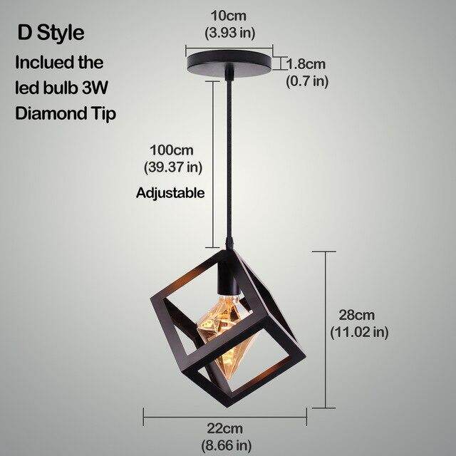 Nordic Pendant Lights Iron Minimalist Loft Cage Pyramid Pendant Lamp Modern Industrial Metal Hanging Lamp Parlor E26 E27 LED NEW