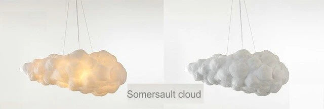 Creative White Cloud Pendant Lamp Silk Cotton E27 LED Stairwell Pendant Lights For Coffee Shop Children Kids