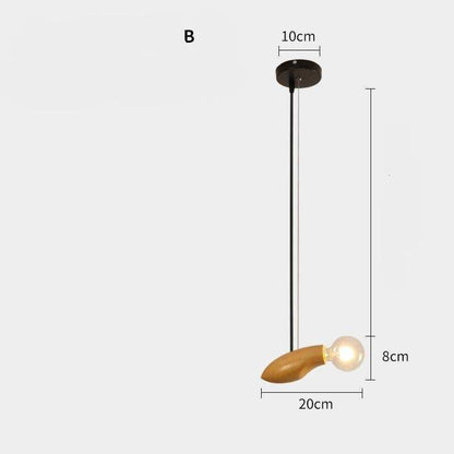 Nordic Log Restaurant Single Chandelier Creative Bar Clothing Store Bedside Single Wood Chandelier