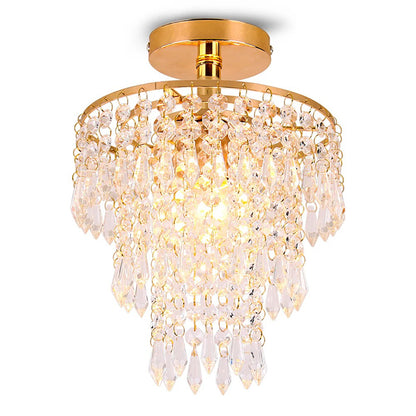 Luxury E27 3 Layers Sharp Beads Crystal Ceiling Lights Home Appliance Fixtures Decoration Lamp Living Room Decor
