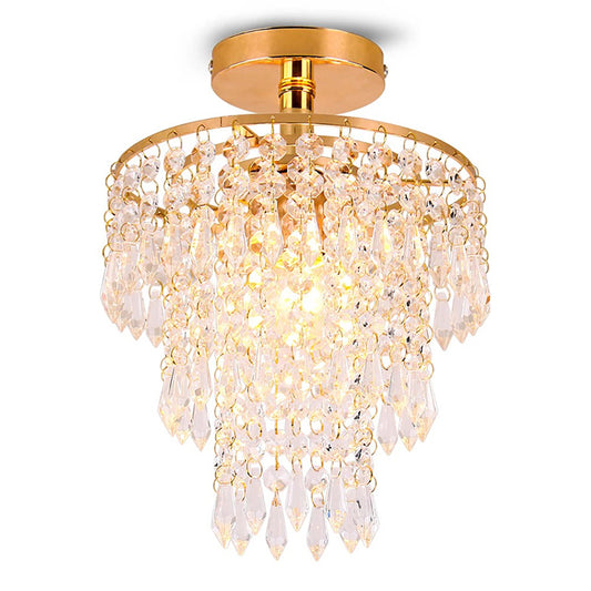 Luxury E27 3 Layers Sharp Beads Crystal Ceiling Lights Home Appliance Fixtures Decoration Lamp Living Room Decor