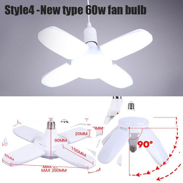 E27 Led Bulb Lamp Ampoule Leds Football Lamps Bulbs Foldable Fan Blade Lights Adjustable 45W 40W 60W For Kitchen Lighting