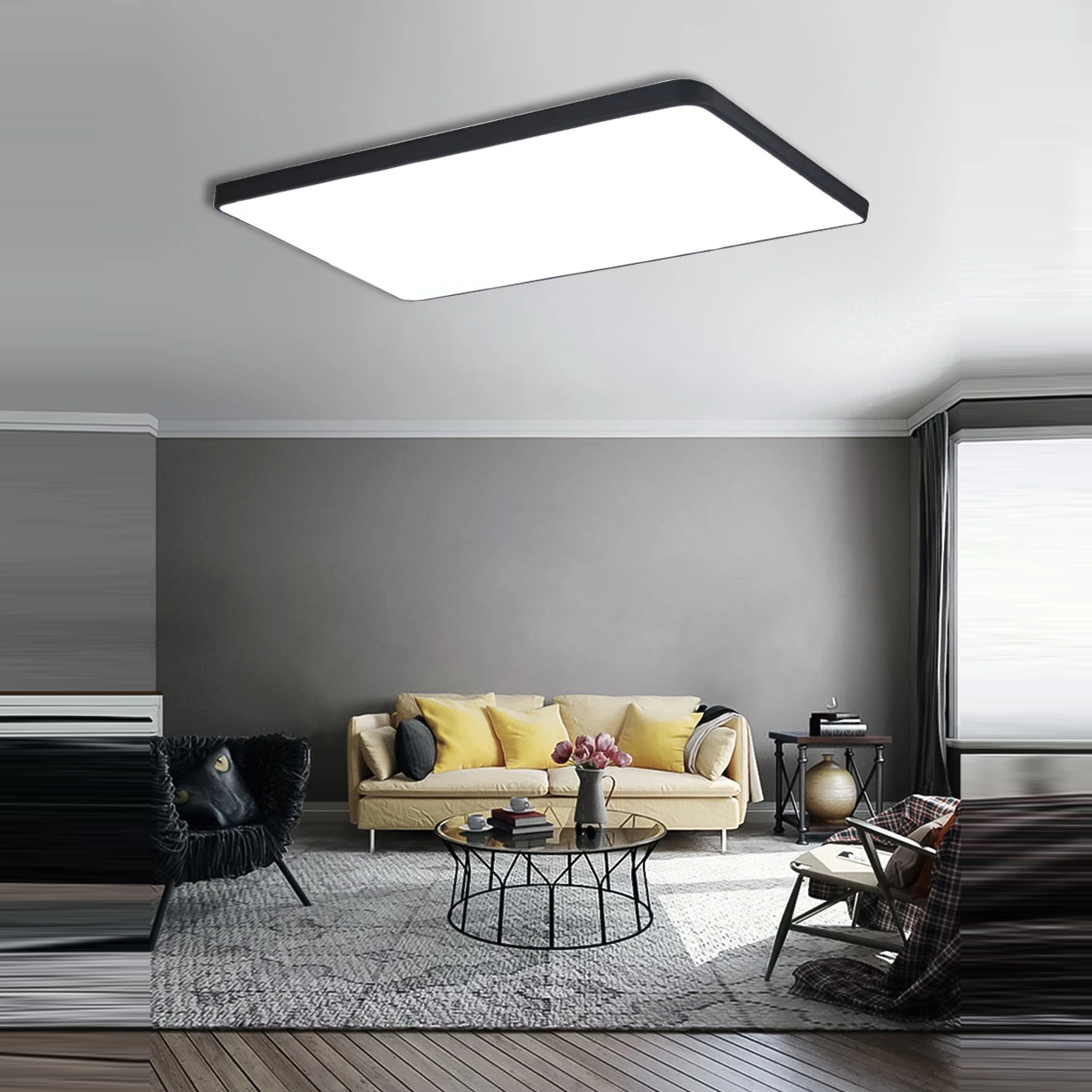 LED Ceiling Light Modern Lamp Living Room Lighting Fixture Bedroom Kitchen Surface Mount Flush Panel Remote Control