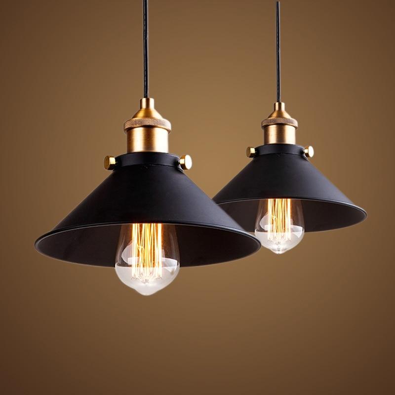 black vintage industrial pendant light nordic retro lights iron lampshade loft edison lamp metal cage dining room Countryside