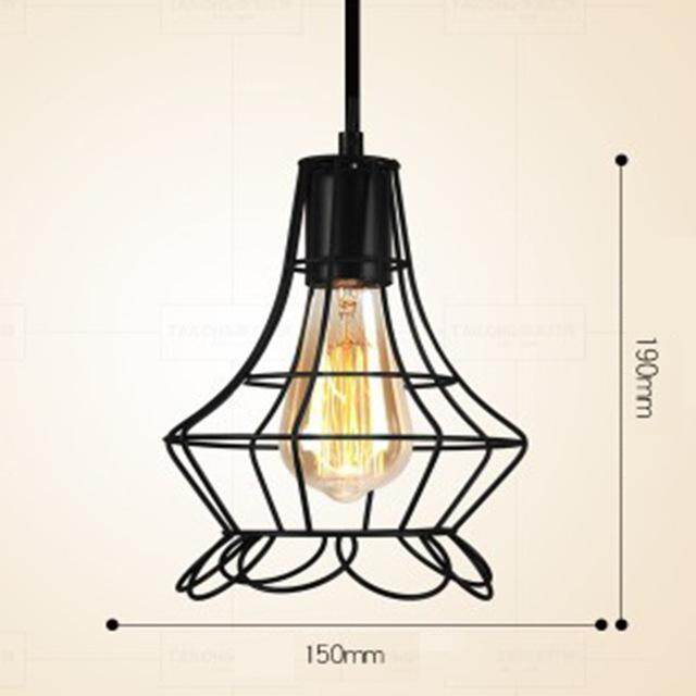 LED Indoor E27Modern Cage Pendant Light Iron Minimalist Retro Scandinavian Loft Pendant Lamp Metal Hanging RestaurantLamp