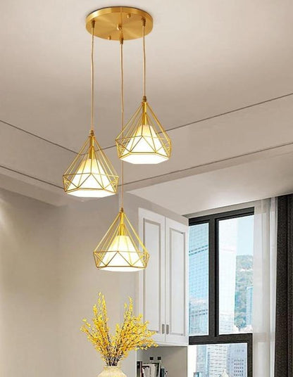 Gold Color Pendant Lights Triangle Shape Nordic Style 1head/3heads  Hanging Lamp Simple Metal Lights Fixtures Deco Abajur