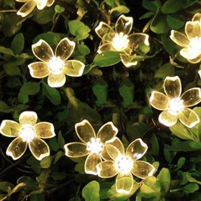 50 LEDS Peach Blossom Flower Solar Lamp 9.5M Power LED String Fairy Lights Solar Garlands Garden Christmas Decor For Outdoor