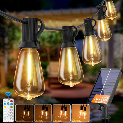 Solar Globe LED String Lights G40 Patio Light USB Recharger 8 Light Modes Remote Control Solar Weatherproof
