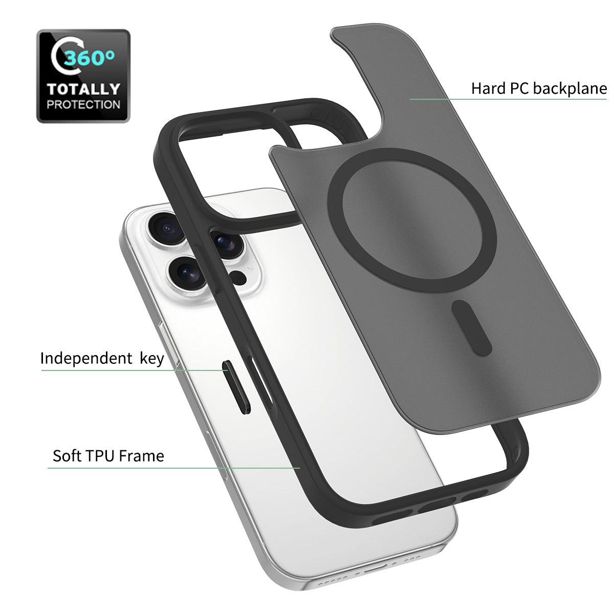 Magnetic Active Touch Camera Button MagSafe Phone Case for iPhone 17 17pro max 16 Pro Translucent Matte Wireless Charge PC Cover