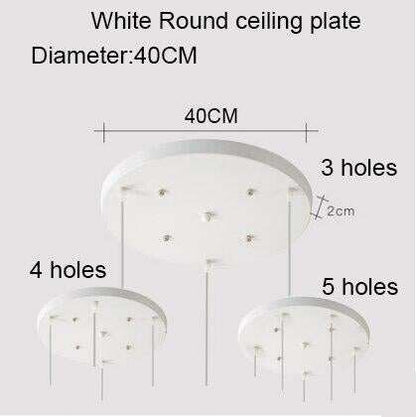 Ceiling Plate Black/White Iron Pendant Lamp Bases DIY 2/3/4/5 holes 25cm/30cm/40cm/50cm Straight/Round Ceiling Base