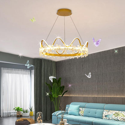 Bedroom Lamp Nordic Modern Simple Light Luxury Creative Personality Crown Crystal Chandelier