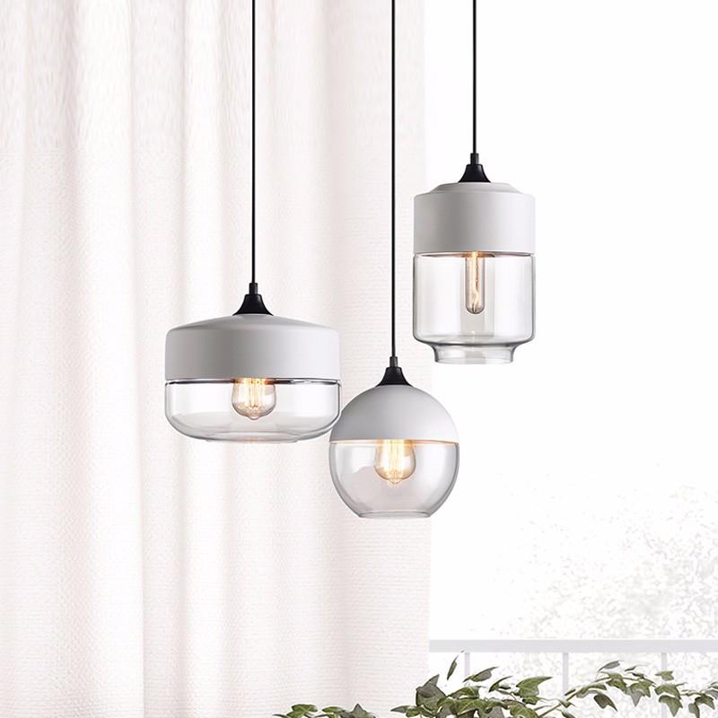 Glass Lamp Modern Pendant Lights Kitchen Fixtures For Dining Room Restaurant Bar Black White Indoor Home Hanging Lighting Lustre