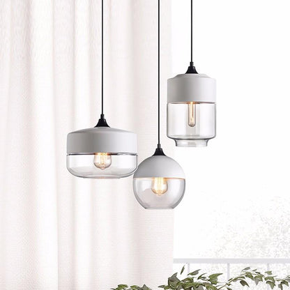 Glass Lamp Modern Pendant Lights Kitchen Fixtures For Dining Room Restaurant Bar Black White Indoor Home Hanging Lighting Lustre