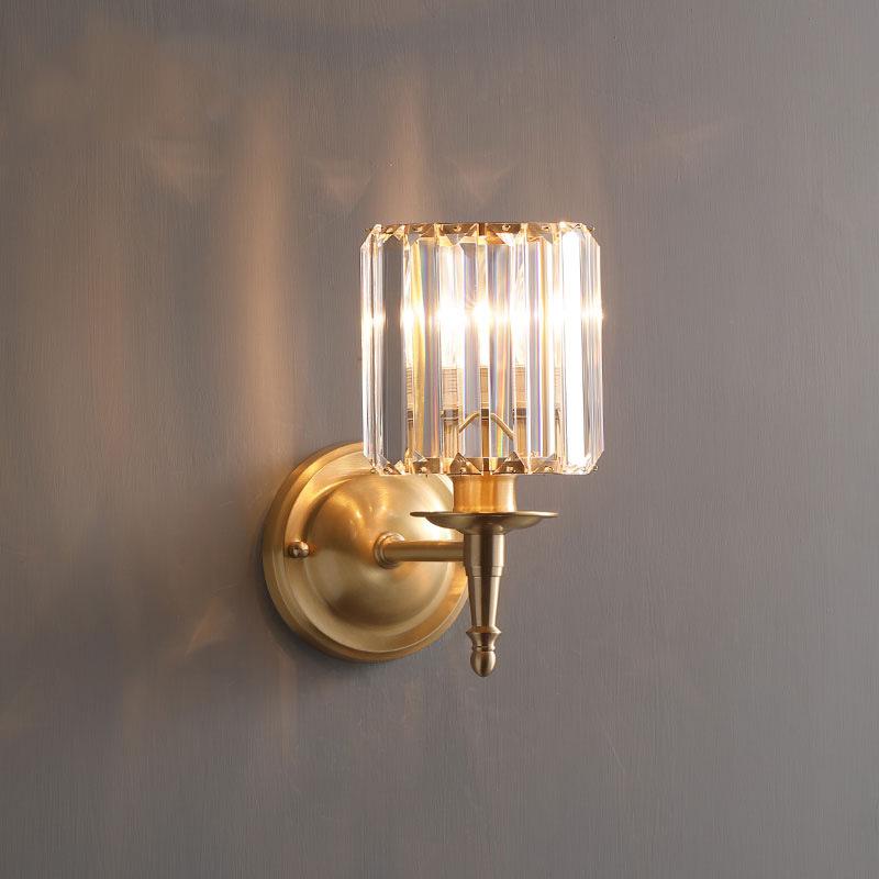 Simple Light Luxury Crystal Bedroom Copper Wall Lamp
