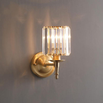 Simple Light Luxury Crystal Bedroom Copper Wall Lamp