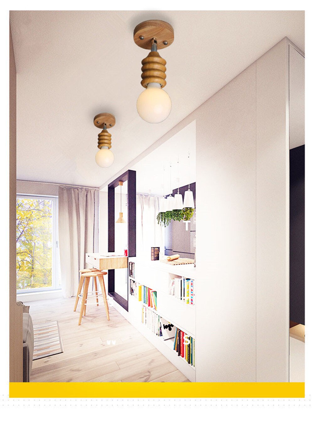 Modern LED Wooden Ceiling Light Novelty E26/27 Kitchen Bedroom Porch Dining Room Balcony Decoration Light Fixture