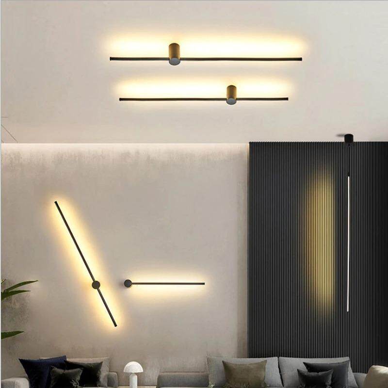 Modern LED Cylindrical Pendant Lights Background Strip Hanglamp Long Bar Luminarias Long-Line Bedroom Industrial Lamp