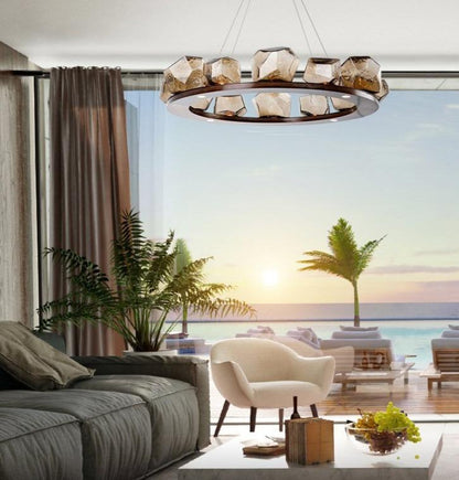 Nordic Creative Living Room Chandelier Modern Minimalist Shaped Glass