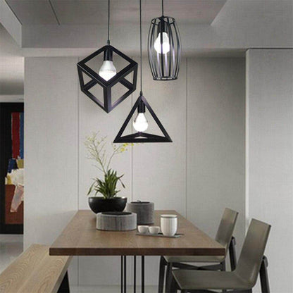 Nordic Retro Creative Geometry Pendant Lights E27 Loft Simple Personality Single-head Restaurant Coffee Shop Iron Light