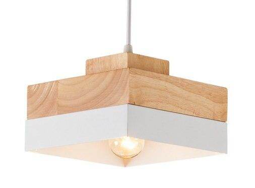 Nordic Solid Wood Lamp Simple Dining Table Pendant Lights Personality E27 Creative Living Room Bedroom Balcony Lamp With Bulb