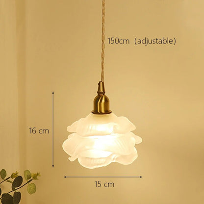 French Romantic Small Rose Glass Chandelier Lighting Bedside Bedroom Vintage Brass Light Luxury Hanging Lamp Living Dining Room