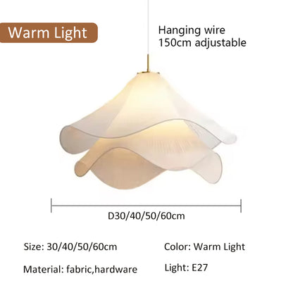 Pendant Lamp LED Nordic Minimalist white fabric flower Chandelier Living Room Bedroom Home Decor Lighting