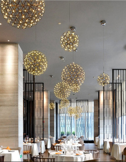 Industrial Loft Iron Ball Sparking Pendant Light LED G4 Modern Nordic Hanging Lamp For Living Room Lobby Hotel Restaurant Cafe