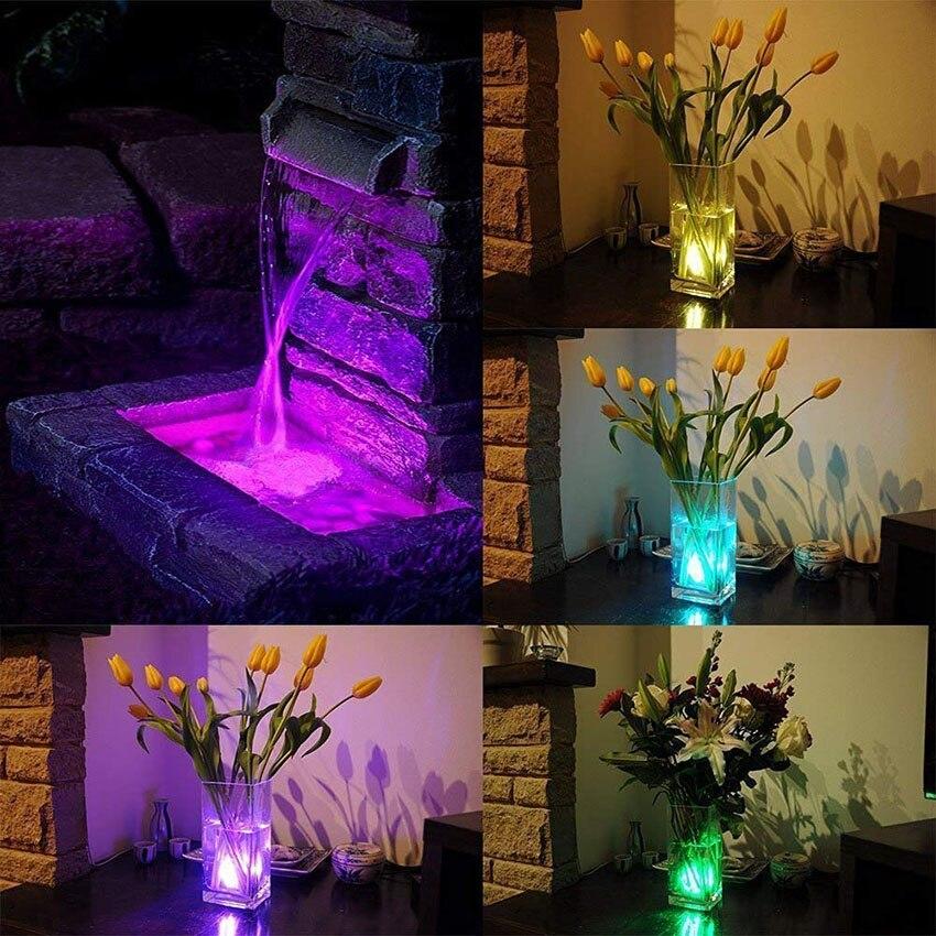 Battery Operated Waterproof RGB Submersible LED Light Underwater Night Lamp Tea Lights for vase,bowls,aquarium and party Wedding