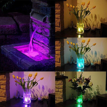 Battery Operated Waterproof RGB Submersible LED Light Underwater Night Lamp Tea Lights for vase,bowls,aquarium and party Wedding
