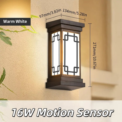 Motion Sensor LED Wall Light 16W Indoor&Outdoor Waterproof IP66 Porch Wall Lamp Sconce Decoration Lighting