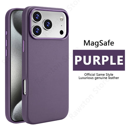 Official MagSafe Leather Case for Apple iPhone 17 Pro Max 16 13 12 14 15 Plus Original Strong MacSafe Magnetic Cover Accessories