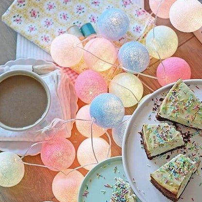 3M LED Cotton Ball Garland Lights String Christmas Xmas Outdoor Holiday Wedding Party Baby Bed Fairy Lights Decoration