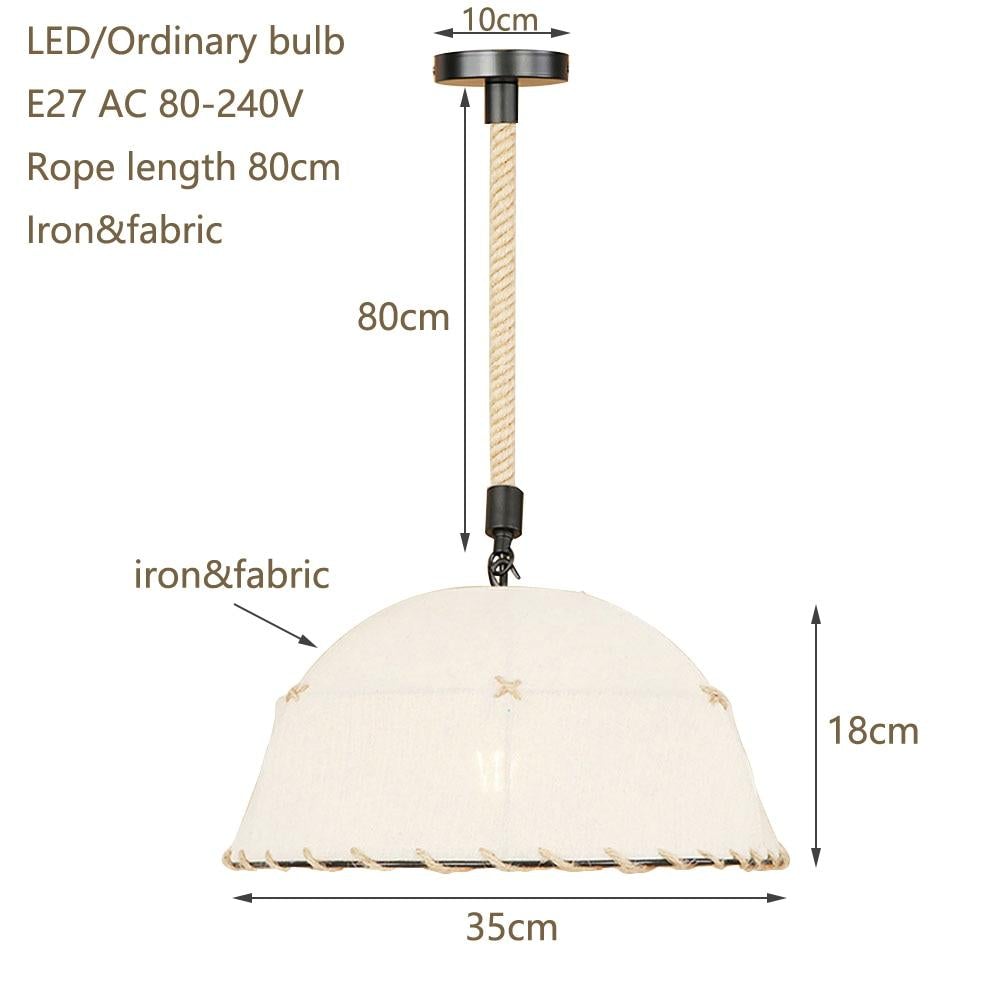 Home Deco Countryside Fabric White Pendant Light LED E27 Simple Hanging Lamp For Lounge Shop Cafe Living Room Bedroom Restaurant