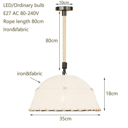 Home Deco Countryside Fabric White Pendant Light LED E27 Simple Hanging Lamp For Lounge Shop Cafe Living Room Bedroom Restaurant