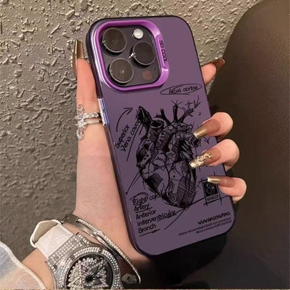 Luxury INS Heart Phone Case For iPhone 17 Pro 16 15 14 13 12 11 Pro Max 16 Plus 16E 17 Air Shockproof Back Cover