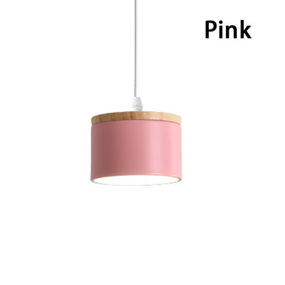 Modern Wooden Art Macron Multi Color Restaurant Small Pendant Light Bedroom Bedhead Long Line Small Pendant Light Warm Lighting