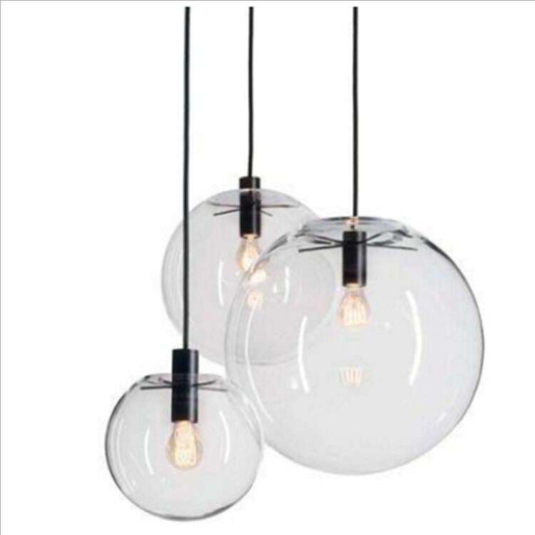 Modern Single-head Dining Room Bedroom Living Room Indoor Pendant Light Clear Bubble Glass Ball Pendant Lamp