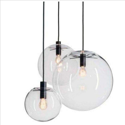 Modern Single-head Dining Room Bedroom Living Room Indoor Pendant Light Clear Bubble Glass Ball Pendant Lamp