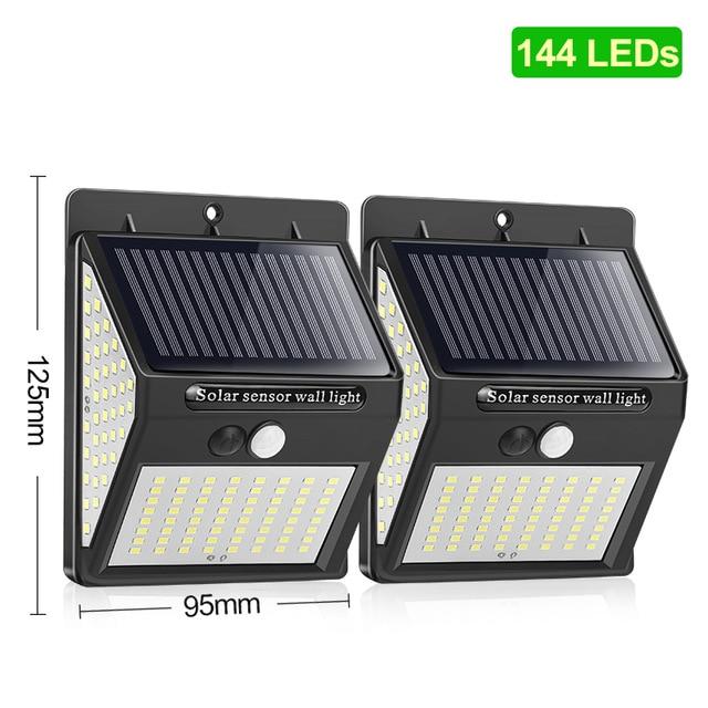 144 100 LED Solar Light Outdoor Solar Lamp PIR Motion Sensor Solar Powered Sunlight Street Light for Garden Decoration