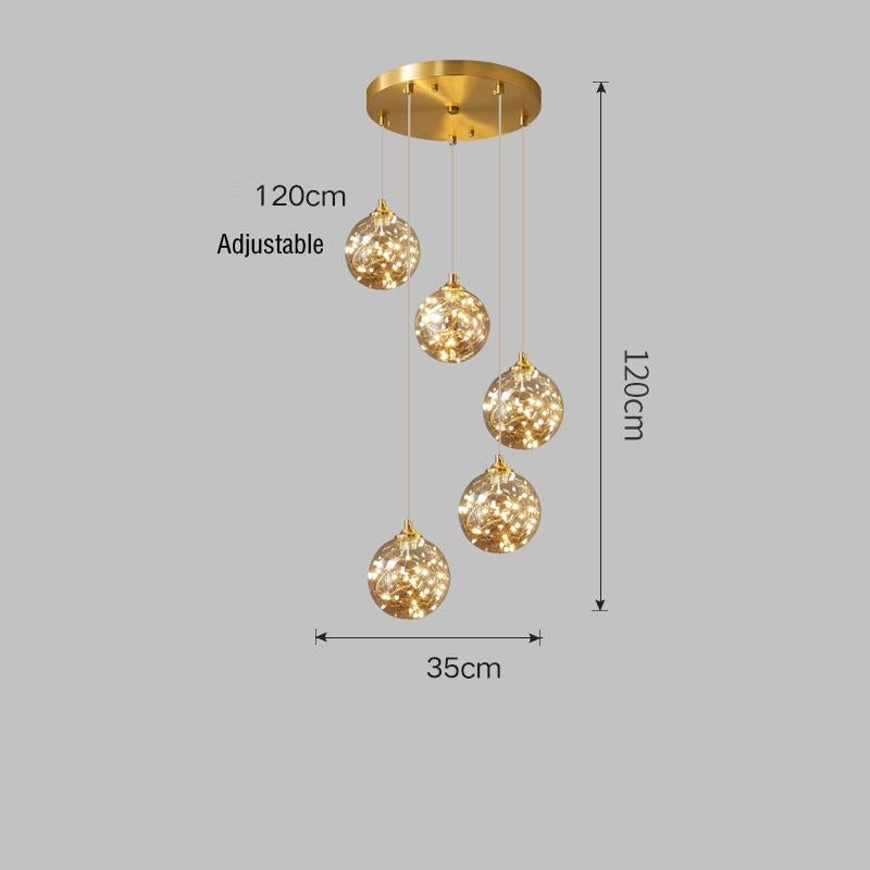 Nordic Light Luxury Crystal Living Room Chandelier All Copper