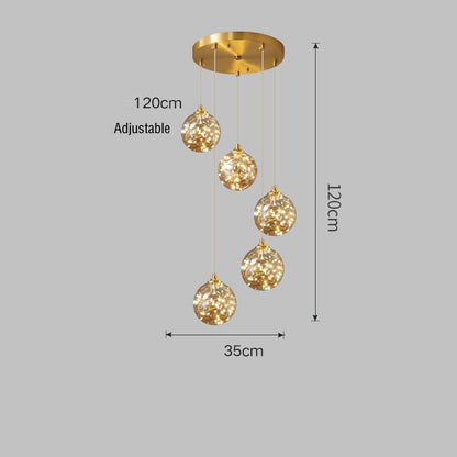 Nordic Light Luxury Crystal Living Room Chandelier All Copper