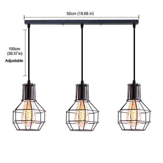 Nordic Pendant Lights Iron Minimalist Loft Cage Pyramid Pendant Lamp Modern Industrial Metal Hanging Lamp Parlor E26 E27 LED NEW