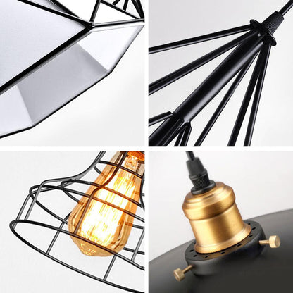 Modern Pendant Light Black Iron Hanging Cage Vintage Led Lamp E27 Industrial Loft Retro Dining Room Restaurant Bar Counter