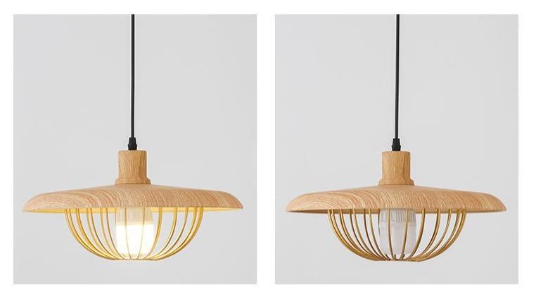 Creative Wood-colored Flying Saucer Chandeliers