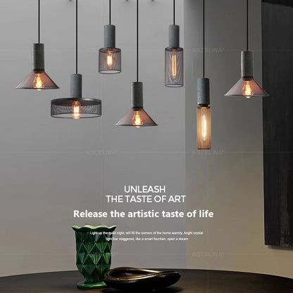Retro LED Pendant Light Creative Cement Head Hanging Fixtures For Living Room Dining Room Bar Coffer Shop Restaurant Decor Lamps