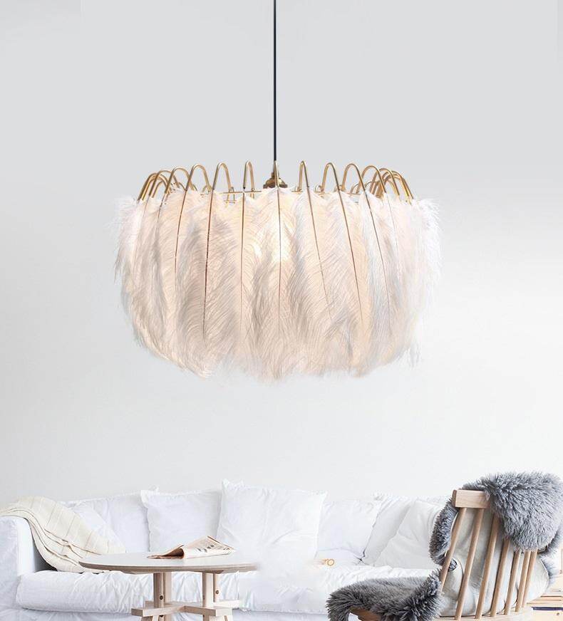 Feather Lamp Modern Nordic  Fairy Feather Chandelier Lamp Loft Pendant Lamp Lights Living Suspension Lighting Fixtures