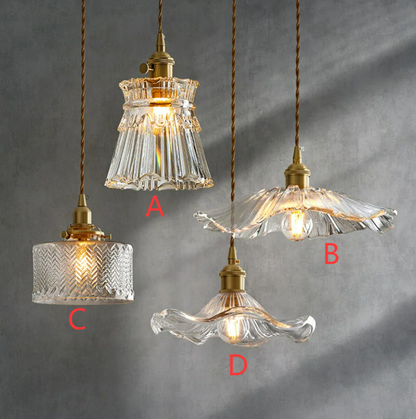 Modern Glass Pendant Light for Bedroom Kitchen Dining Room Hanging Lamp Flower Luminaire Chandelier Nordic Lighting Cafe Bar